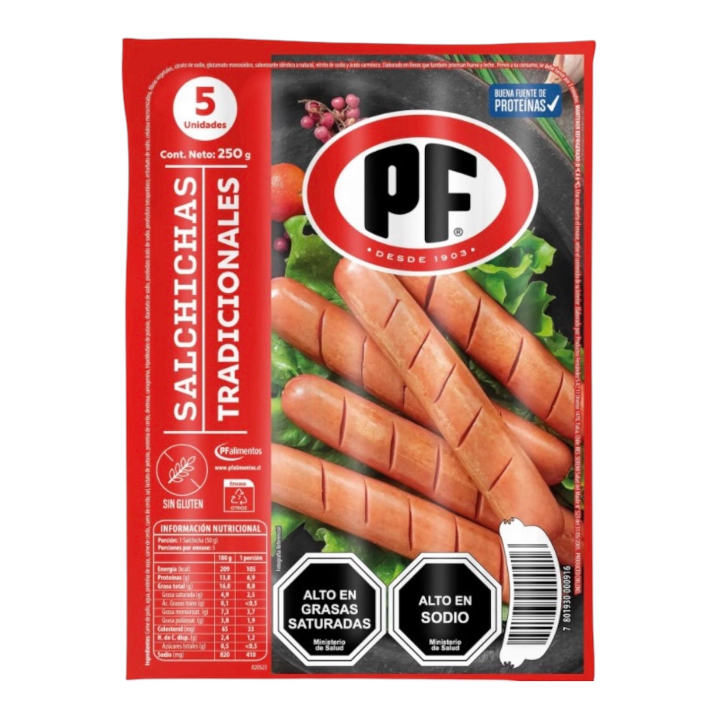 Salchichas Tradicionales PF 250g (5 Unidades)