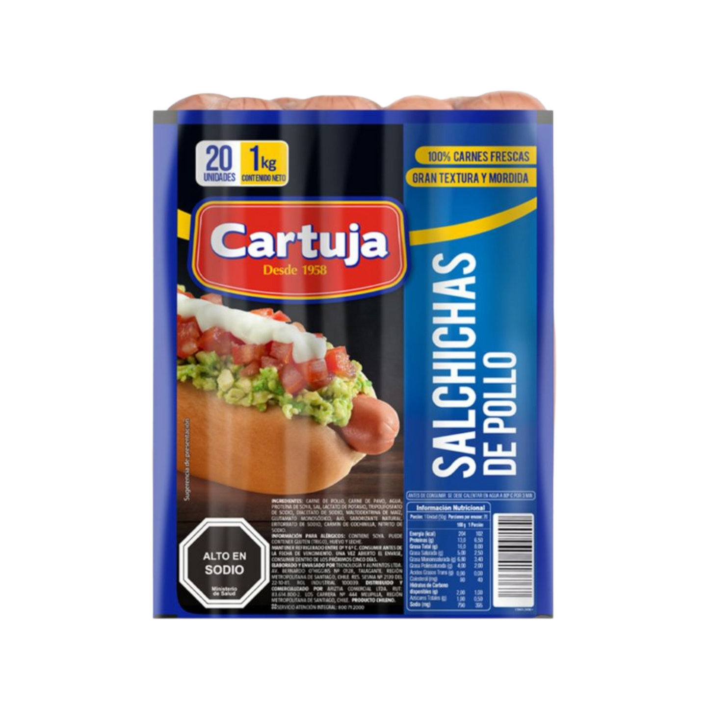 Salchichas de Pollo Cartuja 1KG (20un)
