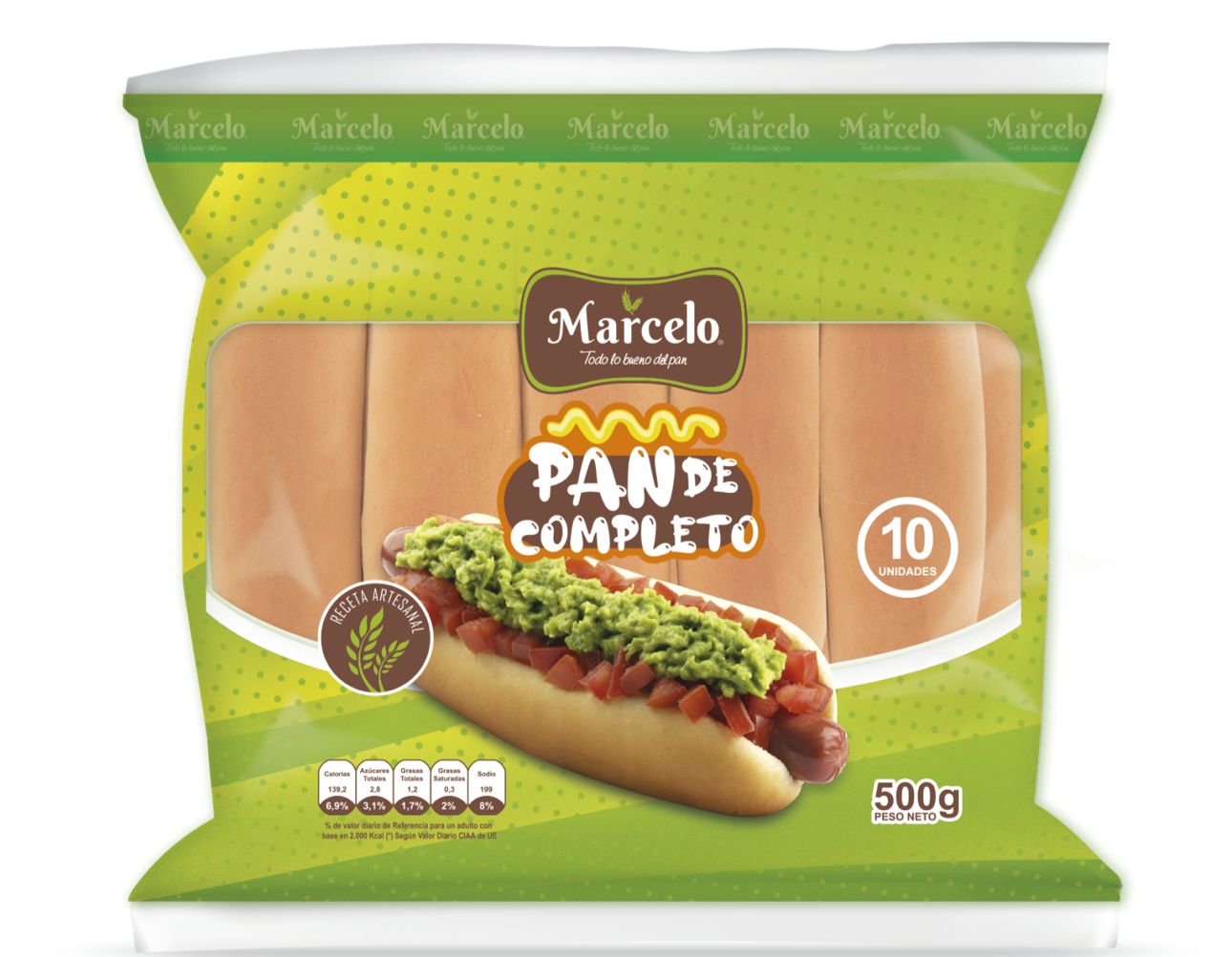 Pan Hot Dog Marcelo - 10 Unidades