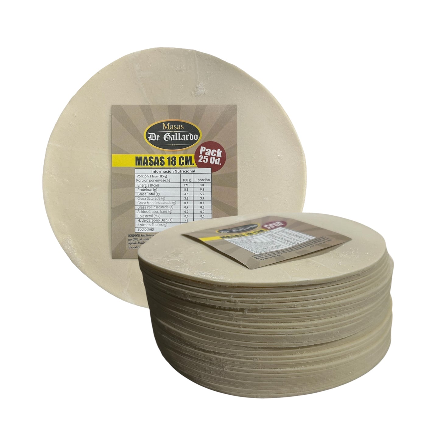 Masas de Empanadas Congeladas De Gallardo 18CM (10 Unidades)