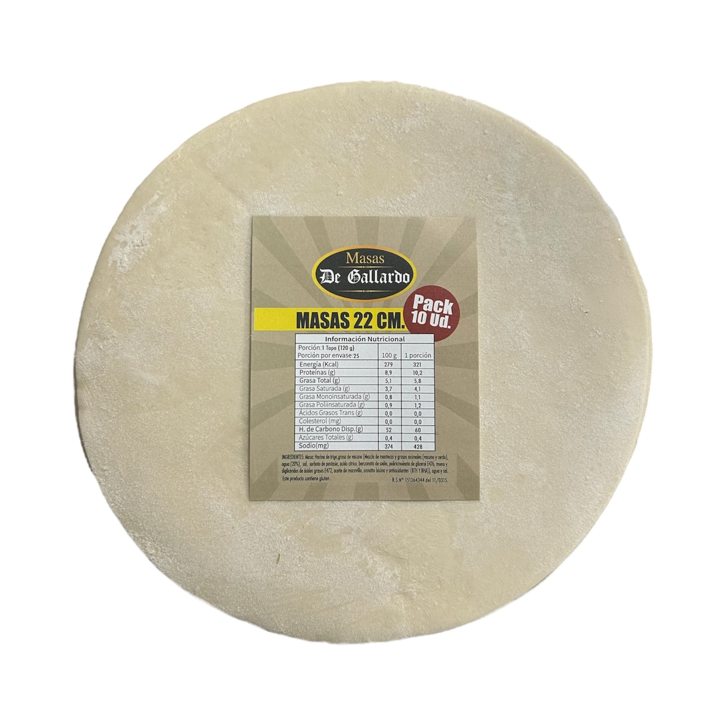Masas De Empanadas Congeladas De Gallardo 22CM (10 Unidades)