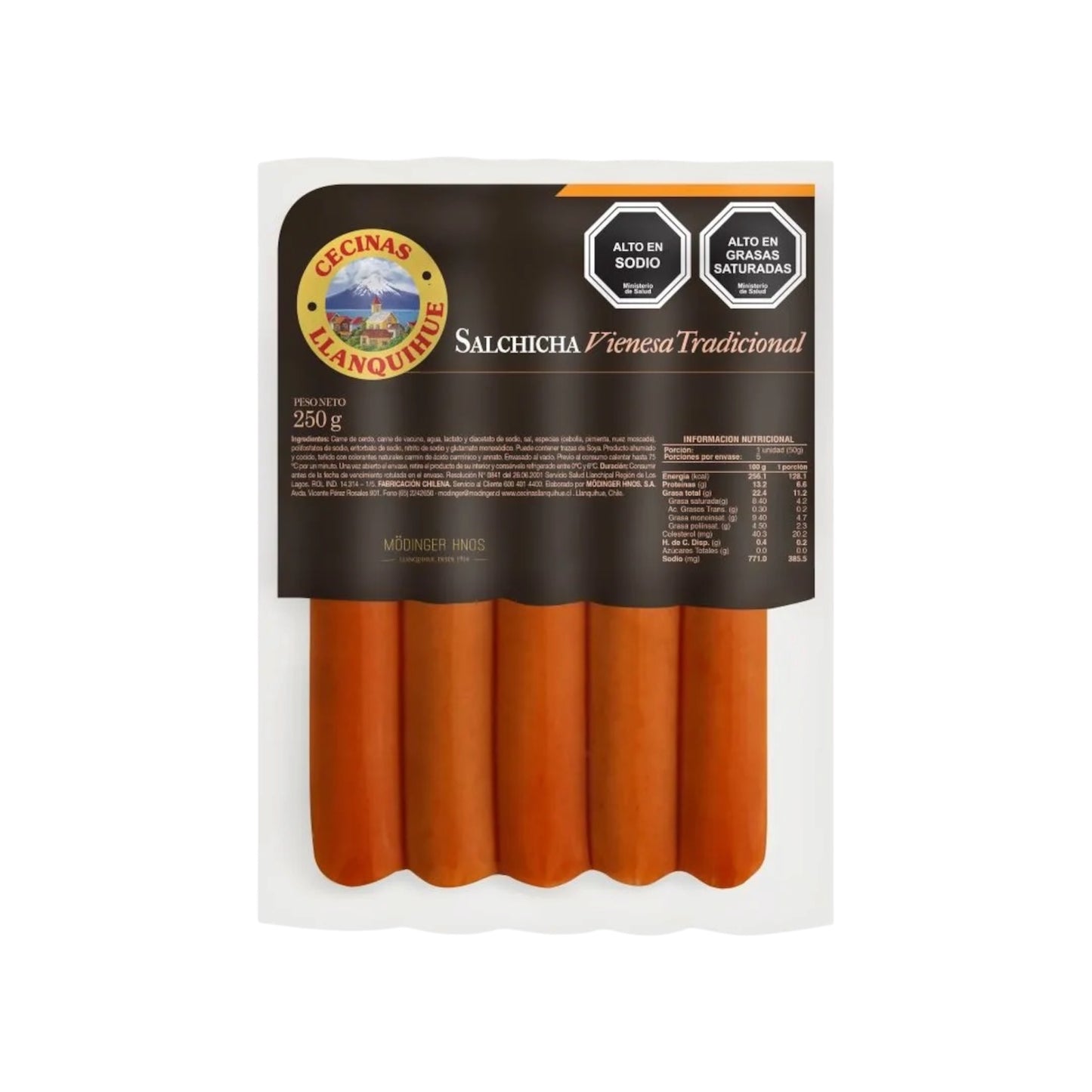 Salchichas Premium Llanquihue 250g (5 Unidades)
