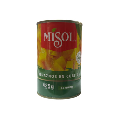 Duraznos Misol 425g (Mitades y Cubitos)