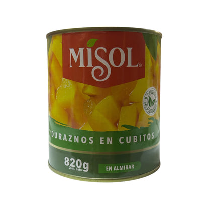 Duraznos Misol 820g (Mitades y Cubitos)