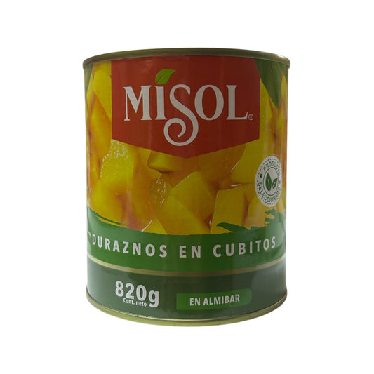 Duraznos Misol 820g (Mitades y Cubitos)