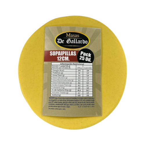 Masas de Sopaipillas Congeladas De Gallardo 12cm (25 Unidades)