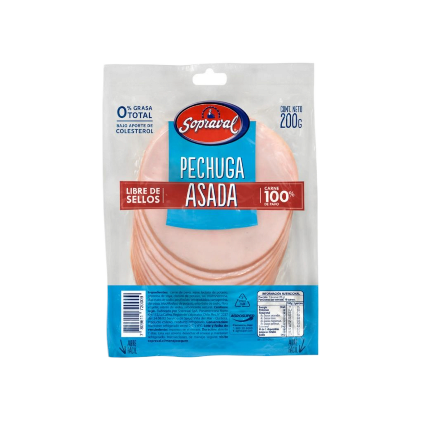 Pechuga de Pavo Sopraval 200g (Asada y Cocida)